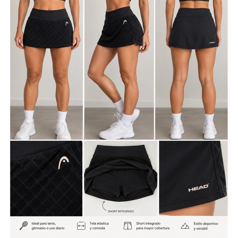 HEAD Womens Black Diamond Quilted Tennis Skort Athletic Skirt XS